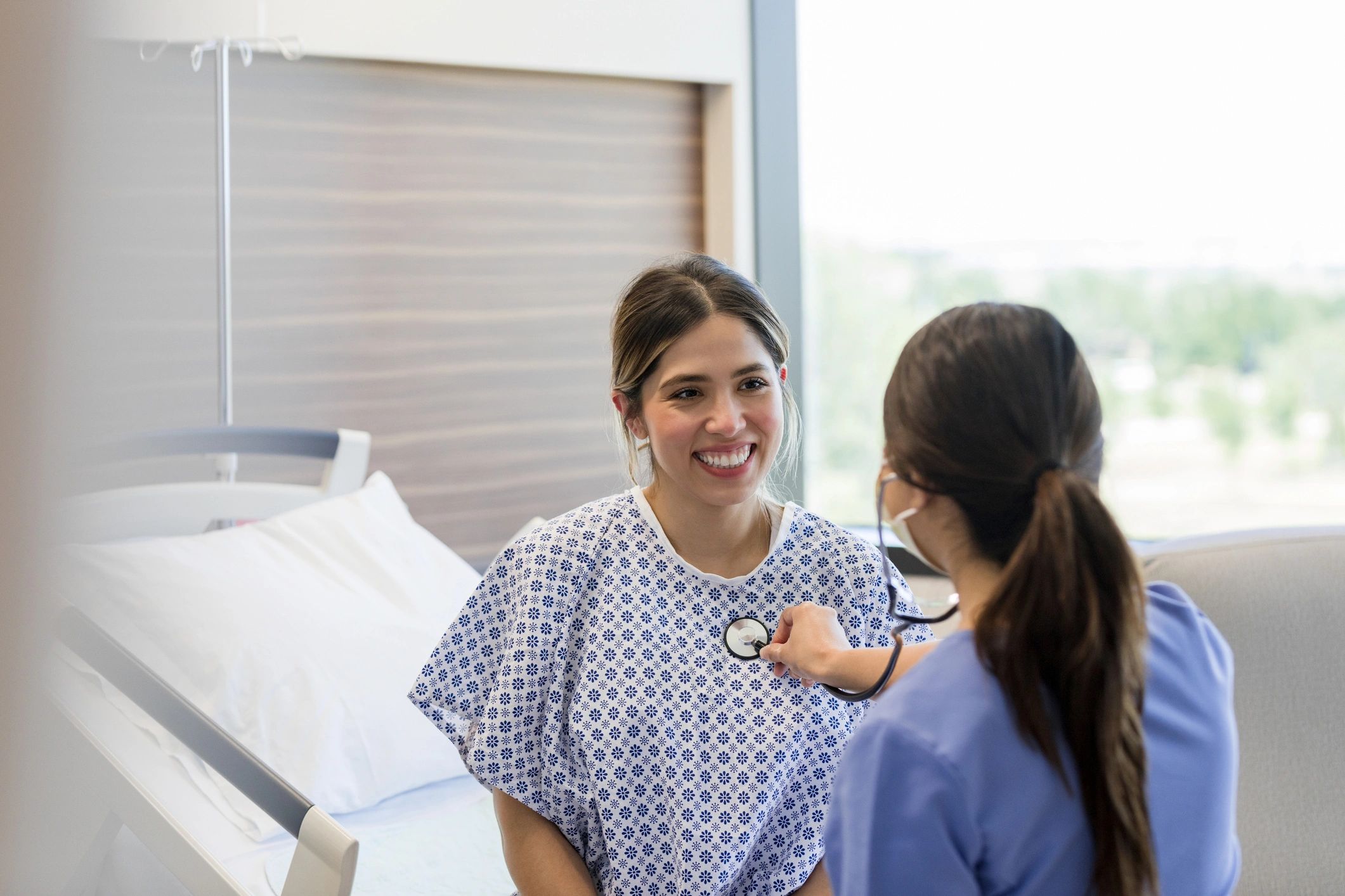 Patient smiling during a medical exam