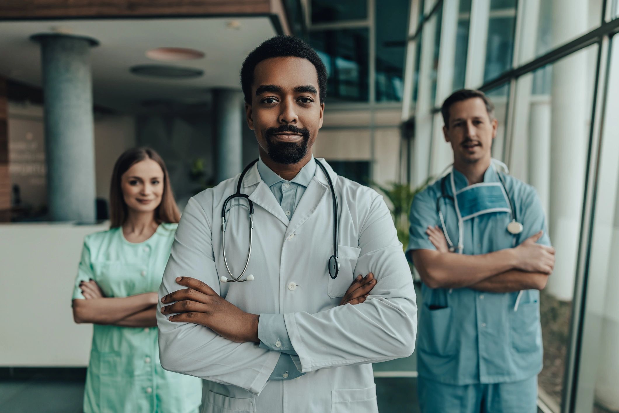 Medical team in a hospital corridor